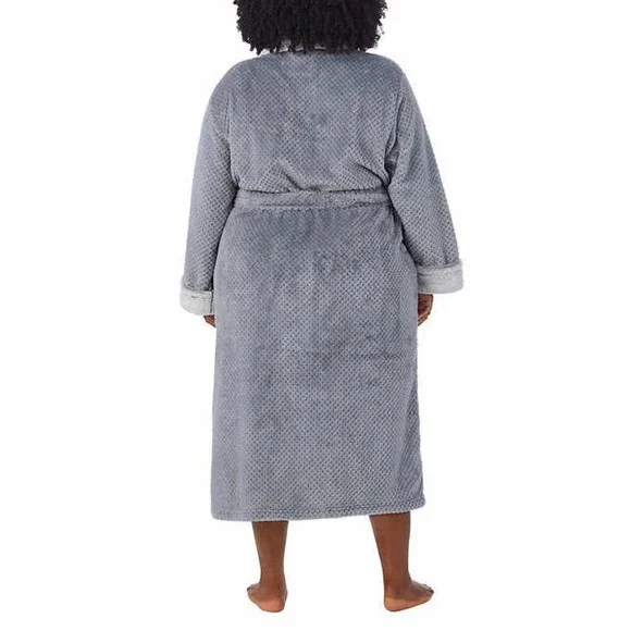 CAROLE HOCHMAN luxuriously soft plush robe, gray 2X - Picture 2 of 6